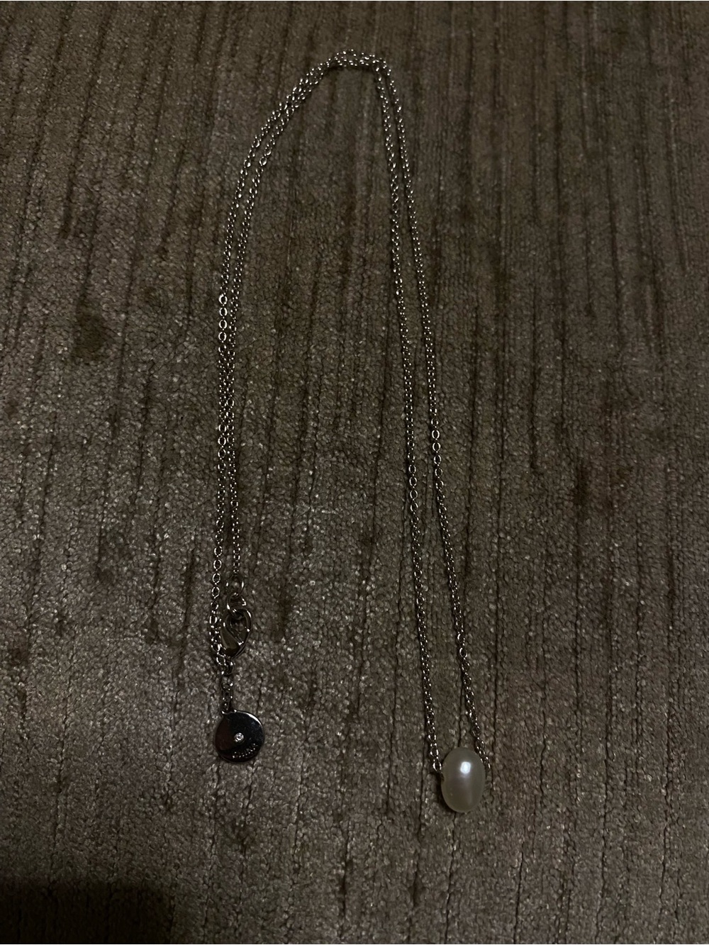 Silver Toned Pearl Pendant Necklace - White Pearl